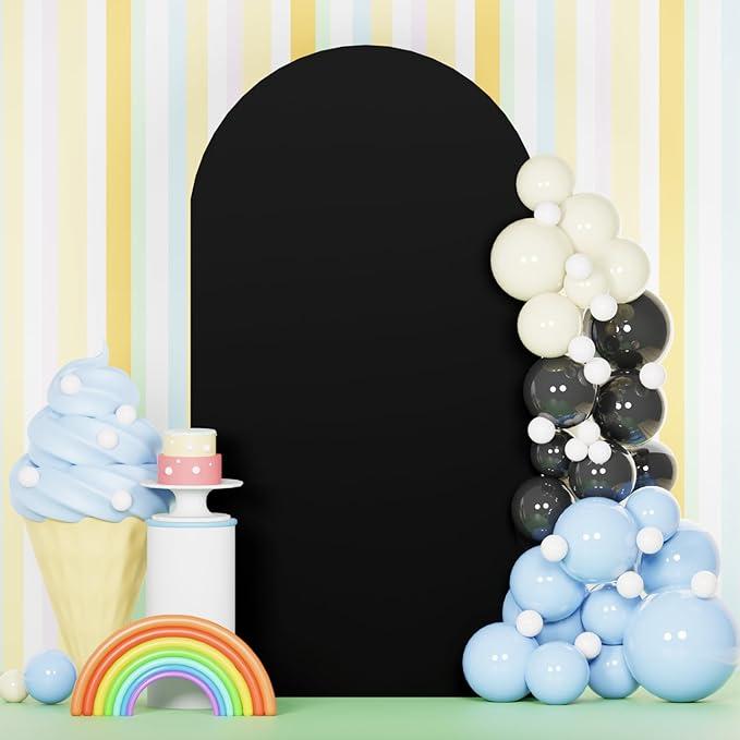 OMKSIH Wedding Arch Cover Black 6.6FT x 6.6FT Square Arch Stand Cover Spandex Fitted Balloon Arch Cover Stretchy Arch Cover Backdrop Fabric Metal Arch Frame Cover for Halloween Prom Party Decorations