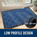 OLANLY Front Door Mat Outside Entrance 47x17, Absorbent, Heavy Duty Sturdy Natural Rubber Doormat Indoor Outdoor, Non-Slip, Stain and Fade Resistant, Low Profile Floor Mat for Entryway, Ocean Blue