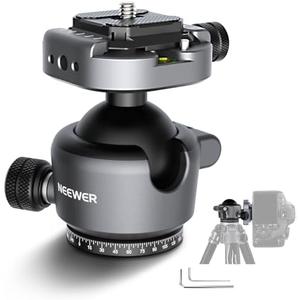 NEEWER GM41 Low Profile Tripod Ball Head, 40mm Metal Panoramic Camera Mount Adapter with 1/4" Arca Type QR Plate Compatible with Peak Design Capture Camera Clip, 360° Swivel & 90° Tilt, Max Load 22lb