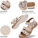 Womens Sandals Arch Support Flat Sandals Adjustable Comfy Orthotic Sandals for Women Summer Walking Shoes for Beach,Travel