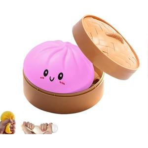 Dumpling Squishy, Squishy Dumpling Toy, Mystery Dumplings Squishies, Easter Gifts, Soft Squeeze Decompression Dough for Adults (Pink)