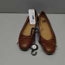 SMNY Low Heel Flat Shoes Comfortable Bowknot Decoration Casual Ballet Shoes, Brown, 7