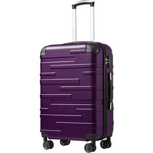 Coolife Luggage Suitcase Carry-on Hardside Travel Luggage TSA Lock Spinner Telescopic Handle (Purple, S(20in_carry on)