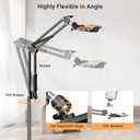 Floor Overhead Phone Mount, Phone Tripod Stand for Video Recording, Arm Holder Compatible with iPhone Camera with 1/4Screw for Filming, Food Photograhy, Live Content Creation