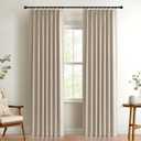 100% Blackout Shield Linen Look Textured Pinch Pleated Curtains Blackout Drapes 90 Inch Long 2 Panels Set, Faux Linen Blackout Curtains for Bedroom & Living Room, 40" W x 90" L, Oatmeal
