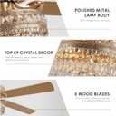 52Crystal Ceiling Fan Fandelier with Lights - Modern Golden Crystal Chandelier Fans with Remote ControlRetro/Farmhouse Lighting, Dining Room,Living Room Ceiling Fan Light with Noiseless DC Motor