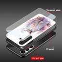 Bxgolkgd Designed for Samsung Galaxy A14 5G 6.6" 2023 Case,Tempered Glass Back Cover Designed with Silicone TPU Shockproof Anti-Scratch Bumper - Cute Owl