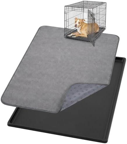 Weysat 1 Set Replacement Dog Crate Tray with Mat, 35.04" x 23.23" Under Crate Floor Protector, Kennel Pan and Reusable Waterproof Dog Pads Set for Chicken Poop Cat Bird Pet Bottom Liner