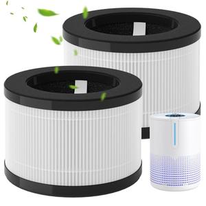 M01 Replacement Filter Compatible with MOOKA M01 Air Purifier, 3-Stage Filtration System, H13 True HEPA Filter, 2 Pack