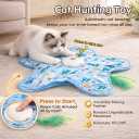 Rotating Interactive Cat Toys with Squeaker for Interactive Playing, Anxiety Relief Boredom Rechargeable Automatic Moving Concealed Feathers Toys Touch Activated for Indoor Adult Cats and Kittens