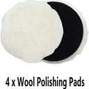 IPELY 6 Pcs 5 Inch Wool Polishing Buffing Pad Polishing Buffing Wheel for Drill Buffer Attachment with M14 Drill Adapter