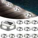 T-SUN Solar Deck Lights Outdoor, 12 Pack Solar Driveway Lights for Outside, 6000K Modes Dock Deck Light Solar Powered Waterproof, Step Light for Yard Pathway Walkway Sidewalk Stair (Hexagon-Cool White)