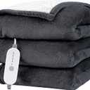 HYLEORY Heated Electric Blanket Twin 62"x84" Soft Fleece & Flannel with 5 Heating Levels & 10 Hours Timer Auto Shutt Off, ETL Certified, WashableHeated Blanket for Body-Dark Grey