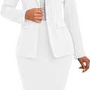 White 2 Piece Outfits for Women Elegant Blazer Jacket Skirts Sets Two Piece Business Formal Office Suit Sets with Pockets(XX-Large)
