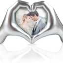 Unique Heart Hands Sculpture with Picture Frame - Romantic Wedding,Anniversary and Engagement Gift Idea for Couples, Women,Wife (Silver)
