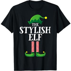 Stylish Elf Matching Family Group Christmas Party Pyjamas T-Shirt (L)