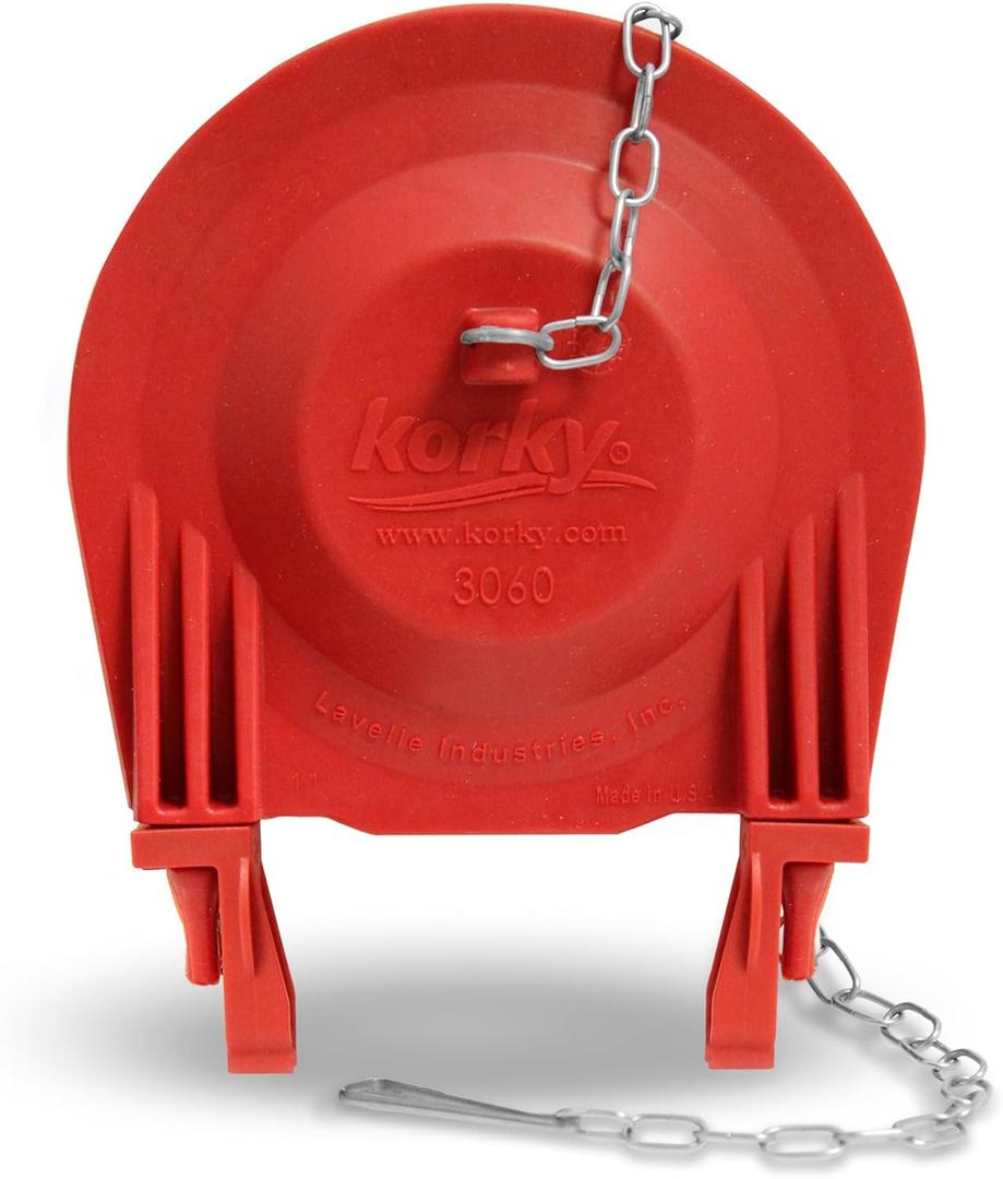 Korky 3060BP Universal Toilet Flapper Replaces Most Large 3-Inch Flappers - Long Lasting Rubber - Easy to Install - Made in USA, Red