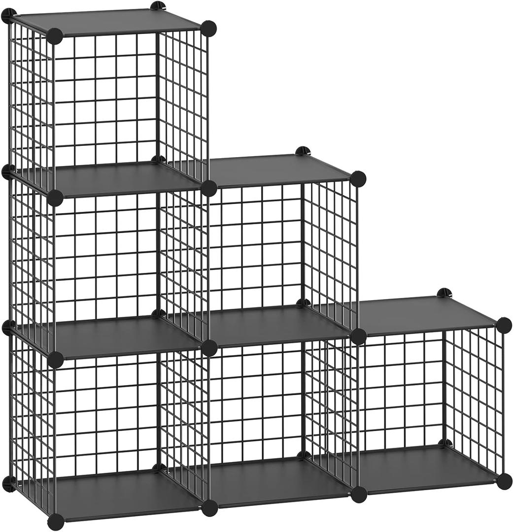 Wire Cube Storage Organizer, Metal Grids Storage Shelf, Closet Cabinet, DIY Plastic Cube Bookcase Modular Closet Cabinet for Bedroom, Living Room, Office, Black