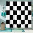 Black and White Shower Curtain,Checkered Flag Racing Race Car Flag,Fabric Bath Curtain for Bathroom,Waterproof Curtains for Bathroom,Shower Curtain with Hook,60"X72"