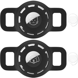 for Air tag Cat Collar Holder for Apple Air Tag, 2 Pack of Pet Collar Holder for Cat and Small Dog Collar Within 1/2 inch and 2 Pack Protector for Air Tag