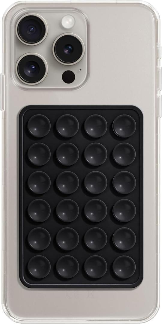 Phone Holder with Silicone Suction Mount, Universal Mobile Stand (Black)