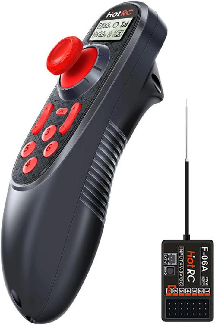 HOTRC DS-600 6CH 2.4GHz RC Transmitter and Receiver Remote Controller with DS 600 PWM 6 Channel Receiver for RC Boat (w/PWM RX)