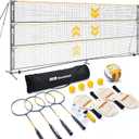 Haokelball Badminton Volleyball Pickleball Net Set, 22FT Portable All-in-One Nets System for Outdoor Beach Indoor with Adjustable Height, Includes Balls Rackets Pump Carry Bag