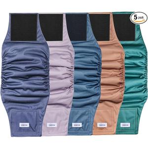 Vuncessin Reusable Dog Diapers Male, Premium Washable Belly Bands for Dogs, Pack of 5, High Absorbing Medium Dog Wraps for Doggie & Puppy in Incontinence or Excitable Urination and Training(M)
