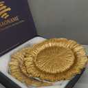 MAONAME Gold Charger Plates Set of 12, Reef Plate Chargers for Dinner Plate, Round Plastic Table Chargers for Thanksgiving, Christmas