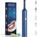 Tooth Polisher, Tooth Whitening Kit for Teeth Cleaning and Whitening, Rechargeable Teeth Polisher for People/Pets,Teeth Cleaning Kit with 5 Brush Heads,4 Speed Modes and LED Light, Waterproof(Blue)