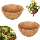 Riare 2 Pack 20 Inch Round Coco Liners Replacement- 100% Natural Coconut Coir Liners for Hanging Baskets, Garden Flower Vegetables Planter Pot, Window Box, Fence, Decks