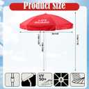 Dansydaisy 1 Pcs Red Lifeguard Beach Umbrella for Sand, 6.6ft Tilt Large Portable Sand Anchor Beach Umbrella UV Protection Adjustable Pole Outdoor Sunshade for Pool Patio