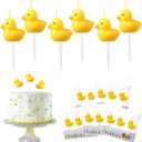 Coume 15 Pcs Yellow Duck Cake Candles Duck Birthday Decorations Cute Little Duckie Cupcake Candles for Kids Theme Birthday Baby Shower Party Decorations