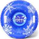 Snow Tube 36" Inflatable Snow Sled for Adult Thickened Heavy Duty Hard Bottom Sleds with Handles Outdoor Winter Toys for Outdoor Sledding Sports Gift Supplies (Blue Snowflake)