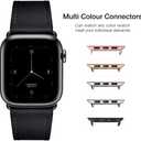 POWER PRIMACY Leather Bands Compatible with Apple Watch Band 38mm 40mm 41mm 42mm-Series 11/10,Genuine Leather Strap Compatible for Women Men iWatch SE Series 11 10 9 8 7 6 7 6 5 4 3 2 1(Black/Black)