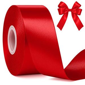 Fullive Red Ribbon 1 1/2 Inch, 30 Yards Red Ribbon for Gift Wrapping, Polyester Satin Valentines Ribbon for Wedding Valentines Day Decorations DIY Bows Wrapping Bouquet Floral Arrangements