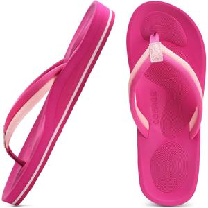COFACE Flip Flops For Women with Arch Support Comfortable Yoga Mat Orthopedic Sandals Lightweight Womens Flip-Flop (9, Rose)