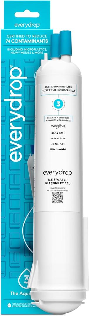 Everydrop by Whirlpool Ice and Water Refrigerator Filter 3, EDR3RXD1, Single-Pack