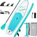 Inflatable Stand Up Paddle Board - Upgraded Glue-Free Hot Melt Technology, Long Service Life, 10'6", Anti-Slip EVA Deck, Full SUP Accessories, Included for Adults Youth All Skill Levels