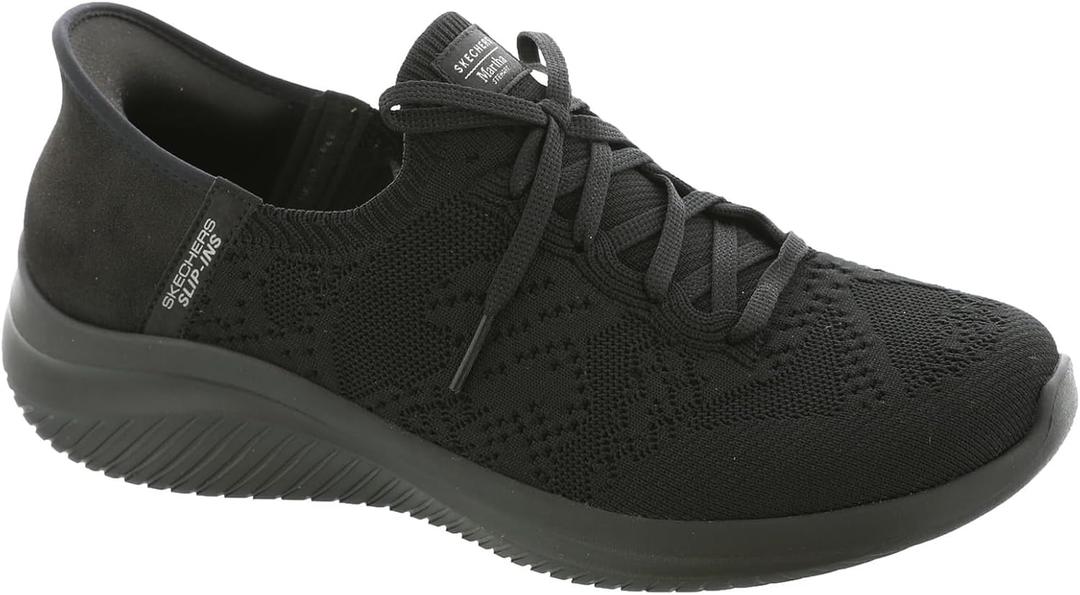 Skechers Women's Martha Stewart Ultra Flex 3.0-Back on Track Hands Free Slip-ins (9.5, Black/Black=bbk)