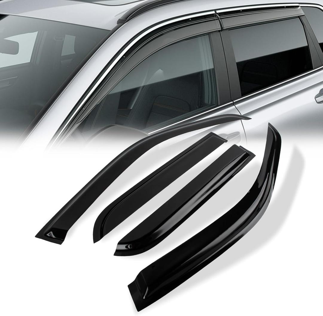 Rain Guards for Car Windows Compatible with 2002-2006 Honda CR-V CRV 4-Door,Smoke Tape-on Type Windows Visors Sun/Rain Guards,4PCS Acrylic Slim Style Side Window Wind Deflectors