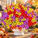 3 x Artificial Fall Flowers, 12 Bundles Faux Daisies for Outdoor Decor