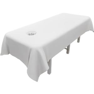 Massage Table Sheets,Massage Table Cover,Massage Linens, Massage Fitted Sheet, Massage Face Rest Cover with Hole, Sutiable for Beauty,Spa 55 * 95 in (White with Hole)