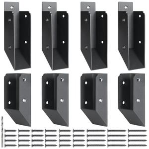 AECXM 201 Stainless Steel 2" x 4" (1 ½" x 3 ½" Actual) Deck Railing 45° Stair Connectors, for Deck Railing Stair Handrail Connection Installation Deck Railing Bracket (4 Pair-Black)