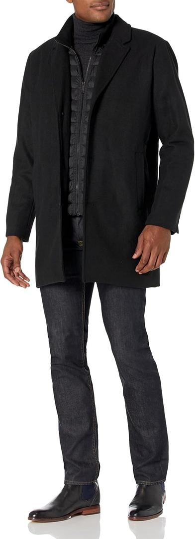 DOCKERS Men's Henry Wool Blend Top Coat (Regular and Big & Tall Sizes) (3X-Large Tall, Black)