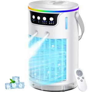 Portable Air Conditioners, AC Fan Mini Evaporative Air Cooler 1200ML with Ice Cooling Mist Personal Air Conditioner Quiet for Bedroom, Home Office Desk, Nightstand (black)