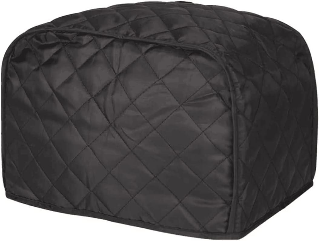 2 slice Toaster Cover, Polyester Fabric Quilted Two Slice Toaster Appliance Dust-proof Cover For Kitchen Small Appliance Dust and Fingerprint Protection (Black)