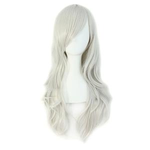 MapofBeauty 28" 70cm Long Curly Hair Ends Costume Cosplay Wig (Silver Gray)