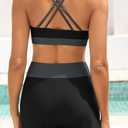 Daci Women 3 Piece Tankini Swimsuits - Tummy Control Tank Top with Bra Modest Bathing Suit with Pockets Boyshorts Bottom 2026 (Black, XL)