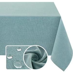 H.VERSAILTEX Linen Textured Tablecloth 60 x 60 Waterproof Decorative Table Cloth Spill-Proof Linen Look Cover for Party Table Extra Soft and Thick Fabric Wrinkle Free, Heather Aqua